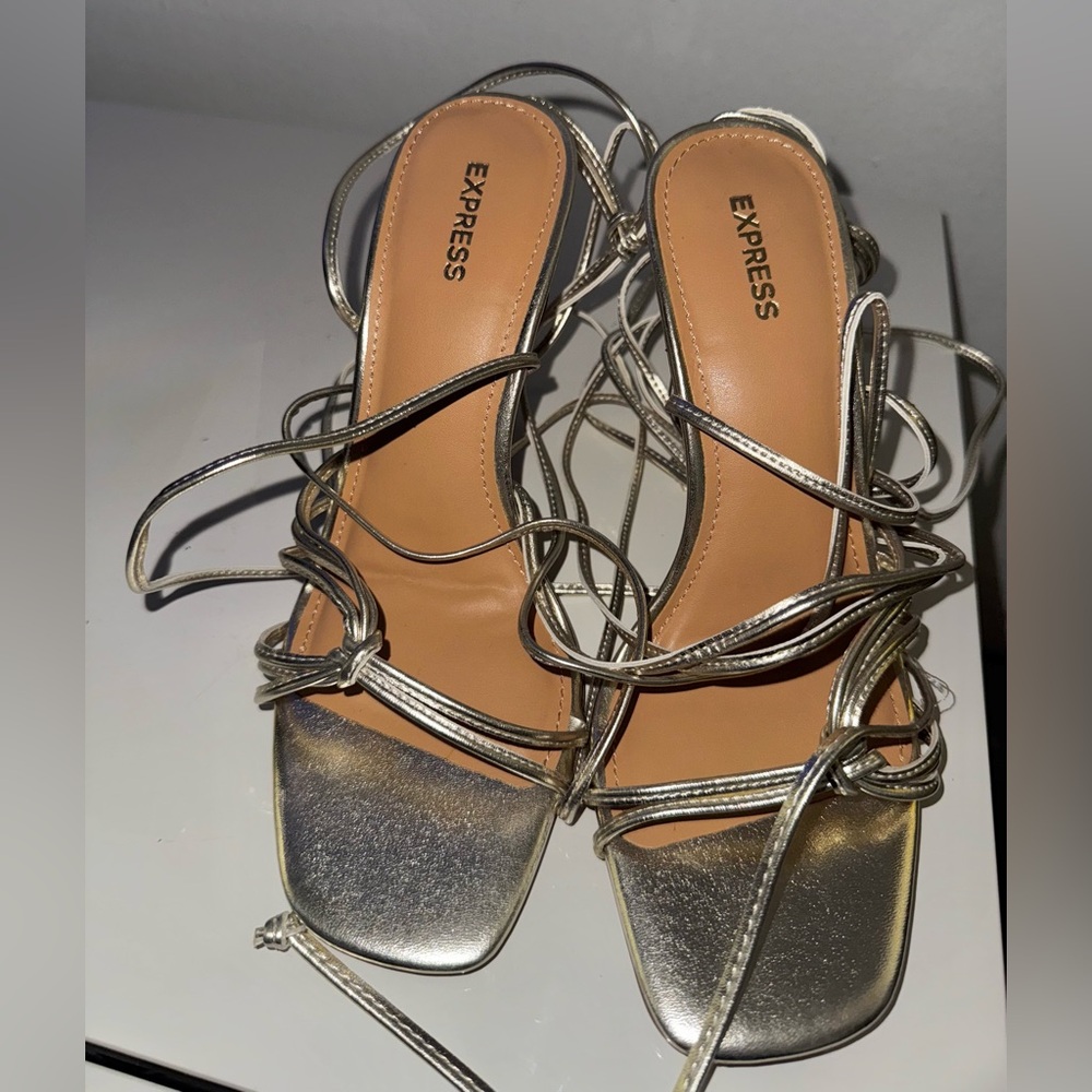 Express Metallic Silver Women's Heels